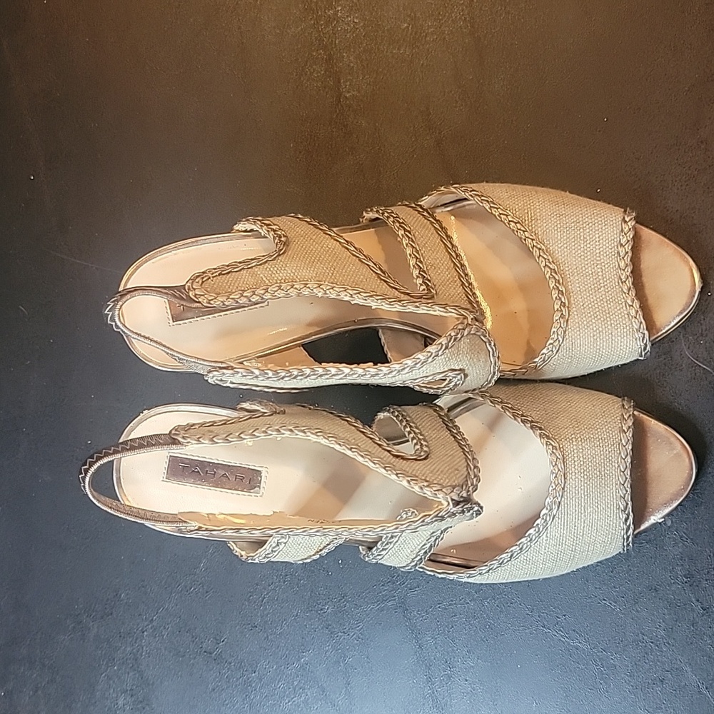 Tahari High Canvas Looking Sandals